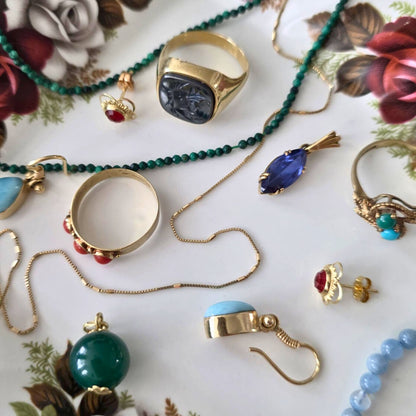 Vintage 14k gouden hanger met aventurien