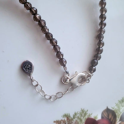 Barse Zilver Ketting Rookkwarts Kralen