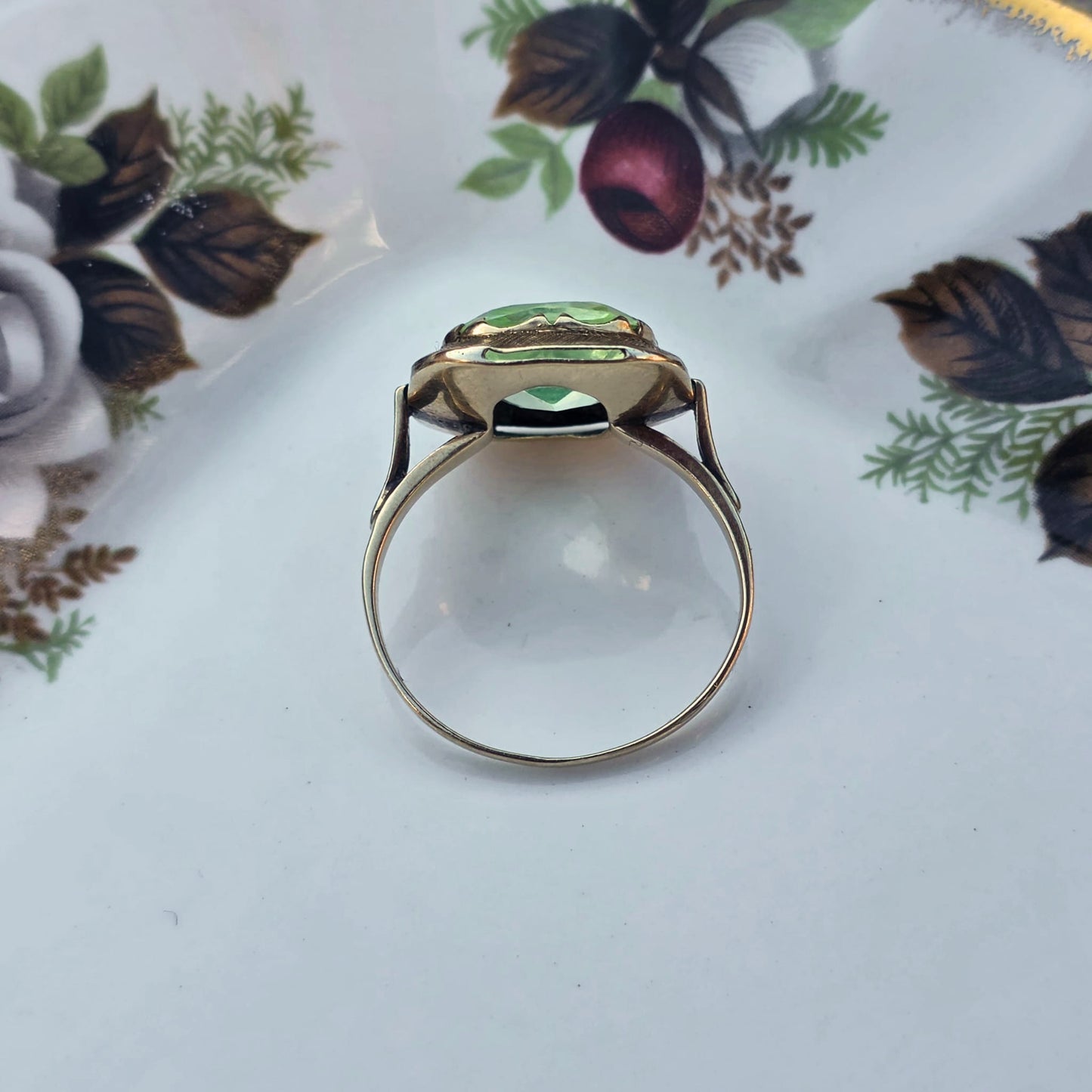 Vintage 14k gouden ring groene spinel