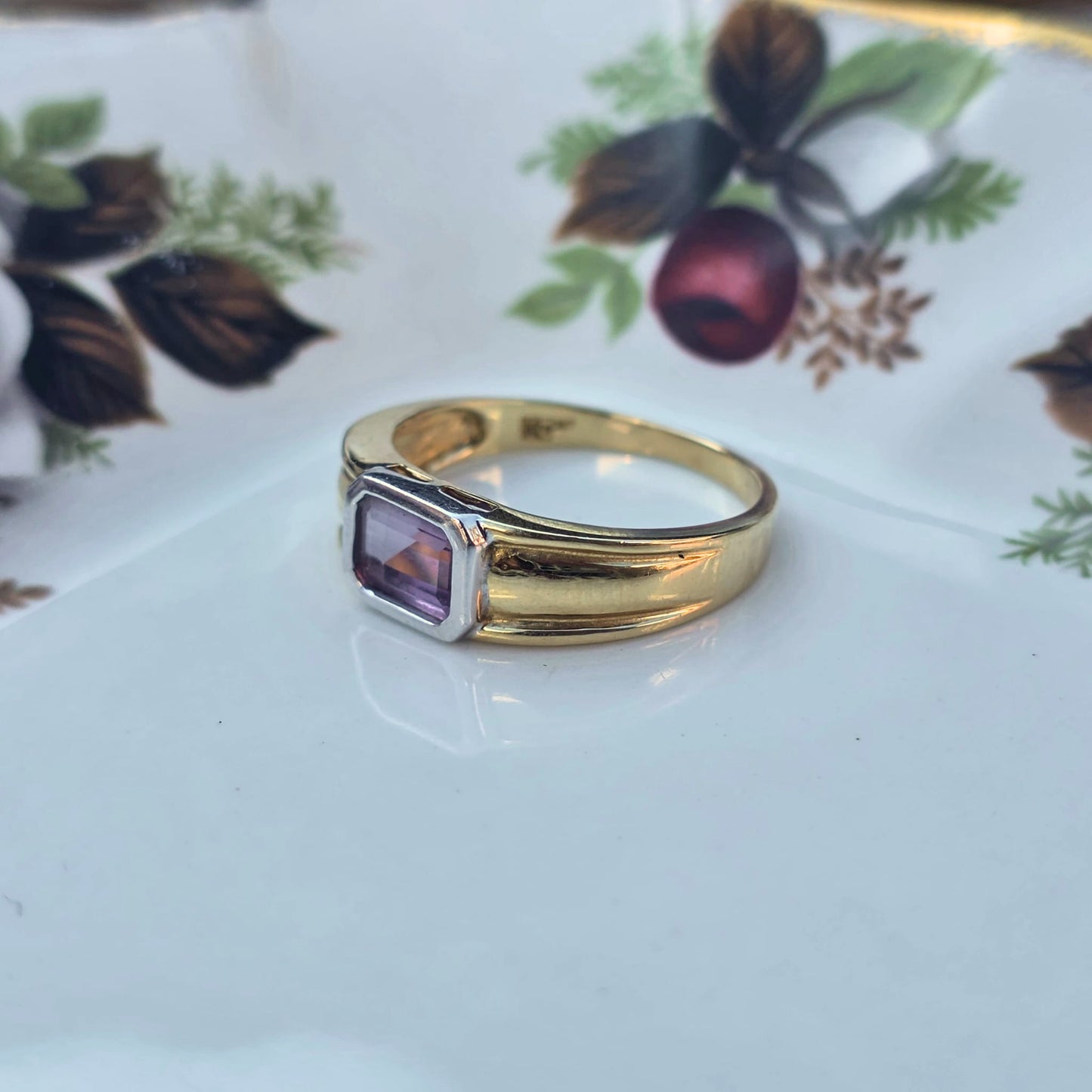 Vintage 14k gouden ring amethist baguette