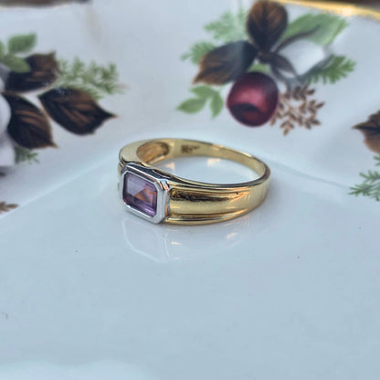 Vintage 14k gouden ring amethist baguette