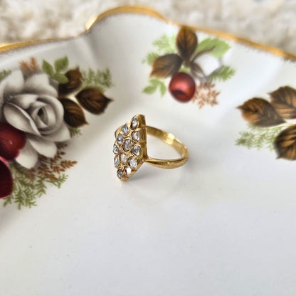 Antieke gold filled ring met roos geslepen diamanten