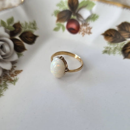 Vintage 18k gouden (pink) ring met opaal
