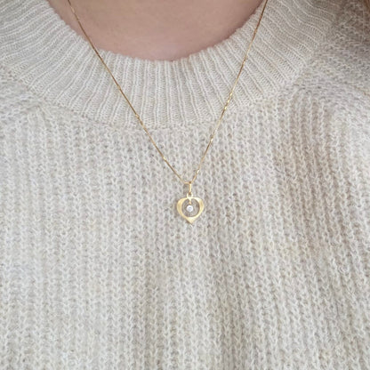 Vintage 14k gouden hanger hartje met kwarts