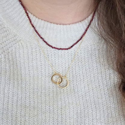 14k goud en granaat edelsteen ketting