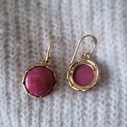 Barse Brons Oorhangers Blad Motief Roze Aventurien