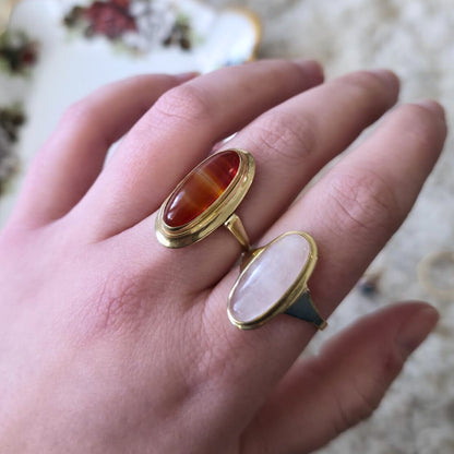 Vintage 14k gouden ring met streepagaat