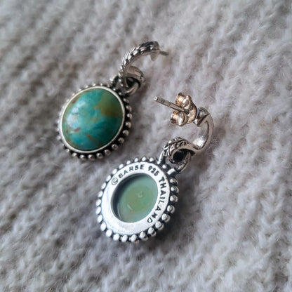 Barse Zilver Oorhangers Gevlochten Turquoise