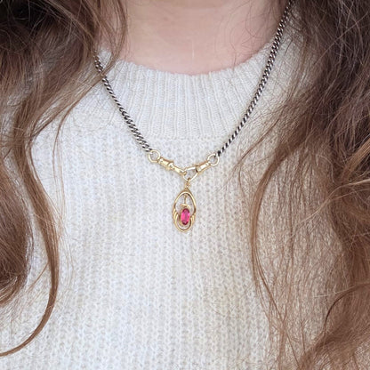 Vintage 14k gouden hanger roze bloemetje
