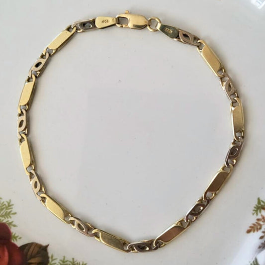 Vintage 14k gouden armband bi-color