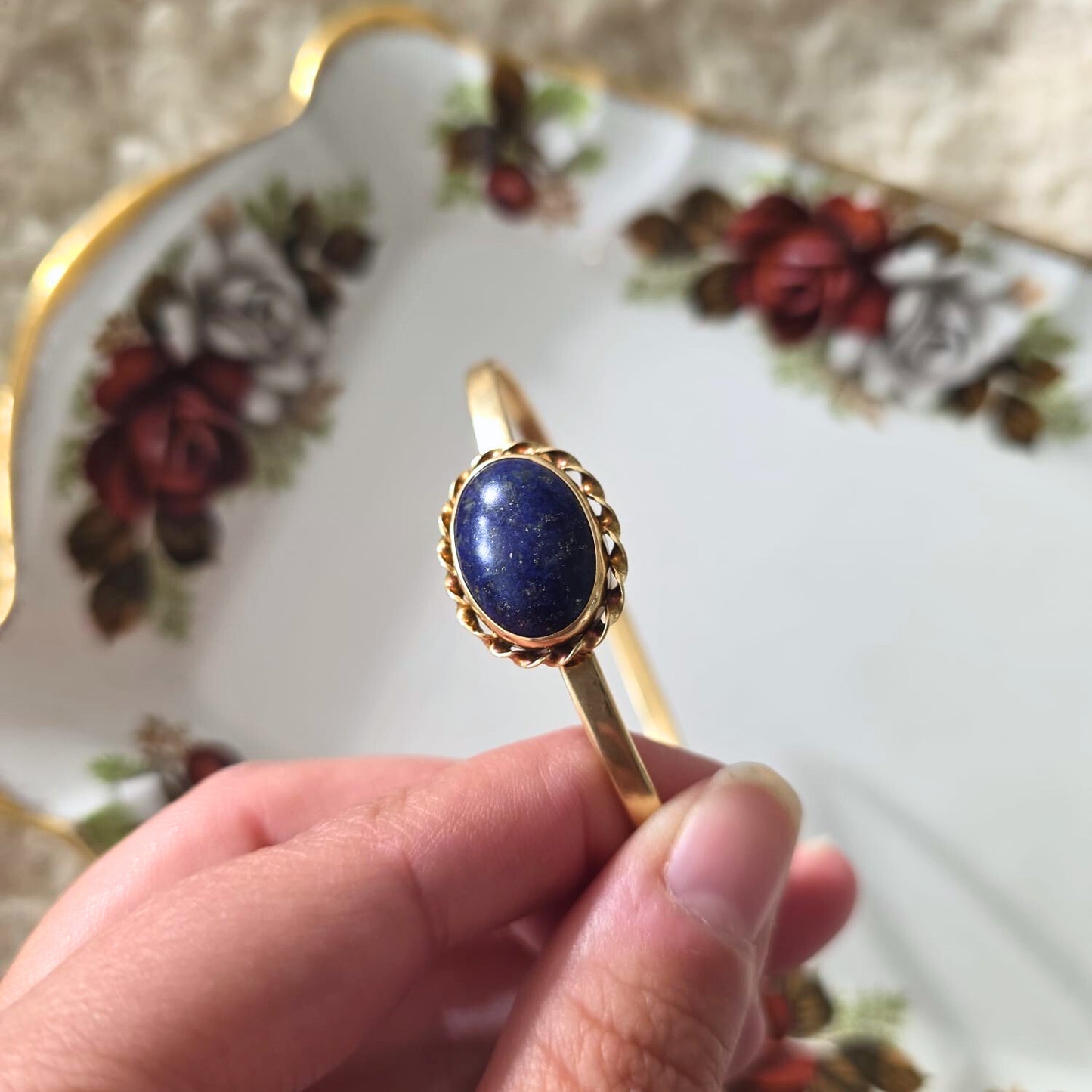 Vintage 14k gold lapis lazuli bracelet