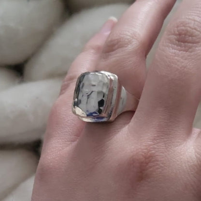 Barse Zilver Gehamerde Ring