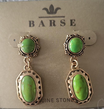 Barse Brons en Zilver Oorhangers Groene Turquoise