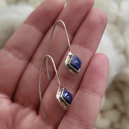 Barse Zilver Oorhangers Lapis Lazuli