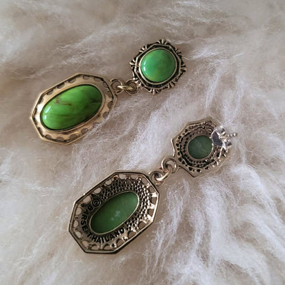 Barse Brons en Zilver Oorhangers Groene Turquoise