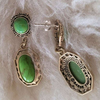 Barse Brons en Zilver Oorhangers Groene Turquoise