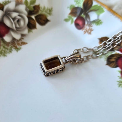 Barse Zilver Ketting met Cognac Crystal Hanger