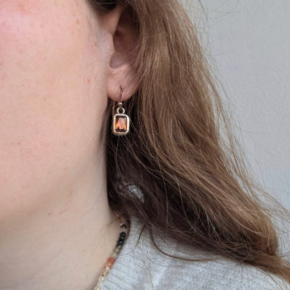 Barse Zilver Oorhangers met Cognac Crystal