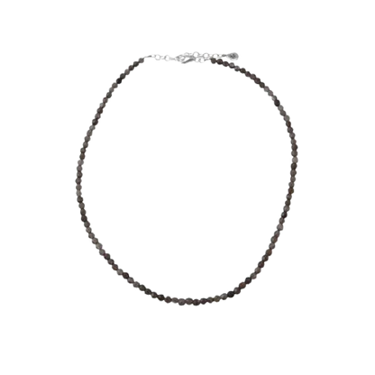 Barse Zilver Ketting Rookkwarts Kralen