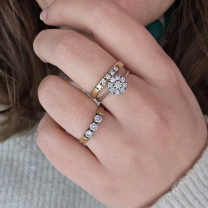 Vintage 14k gouden ring met 3 diamanten