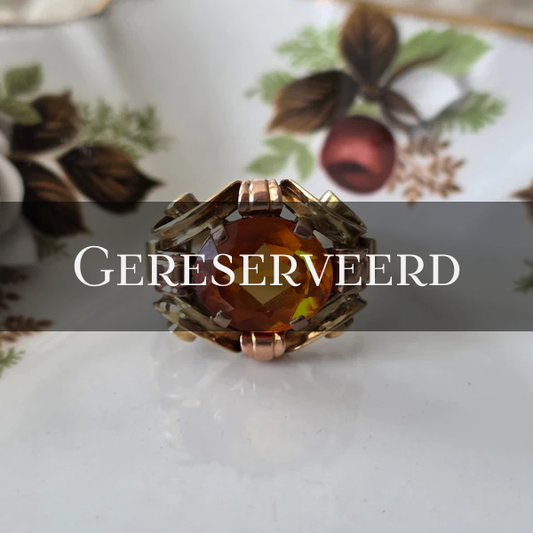 Vintage 14k gouden ring oranje saffier krullen