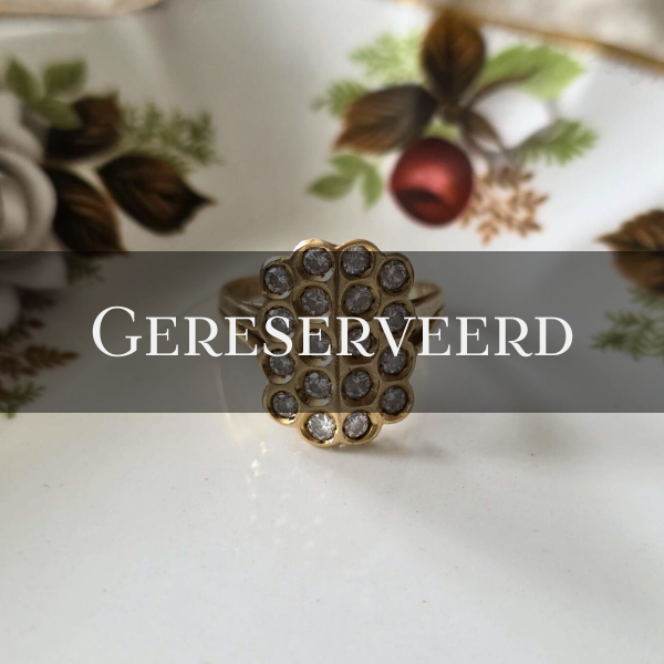 Vintage 14k gouden ring met 18 diamanten