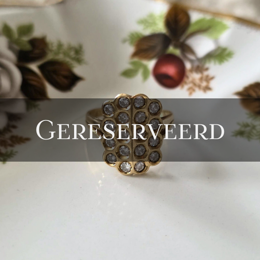 Vintage 14k gouden ring met 18 diamanten