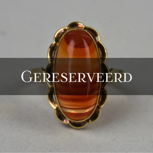 Vintage 14k gouden ring met streepagaat