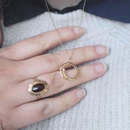 Pre-owned 14k gouden hanger met diamant