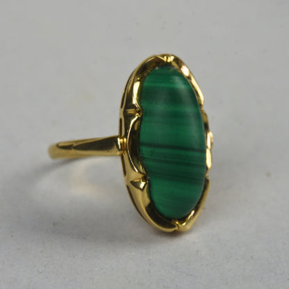 Vintage 14k gouden ring met malachiet