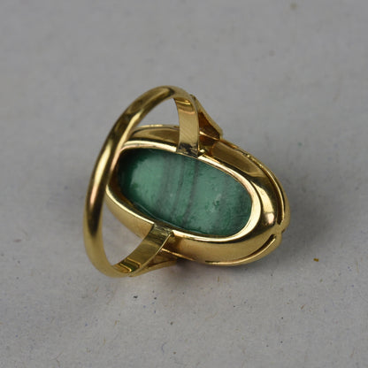 Vintage 14k gouden ring met malachiet