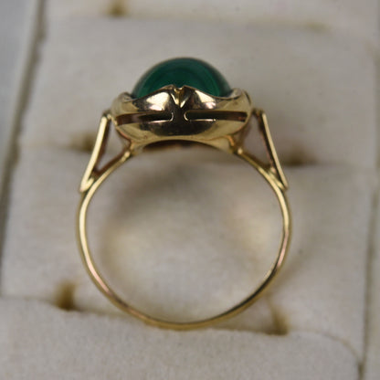 Vintage 14k gouden ring met malachiet