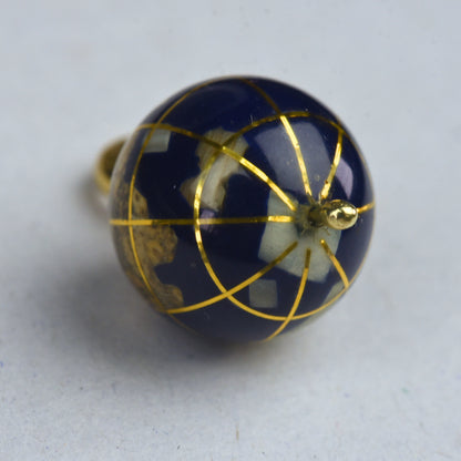 Vintage 14k gouden hanger met lapis lazuli wereldbol