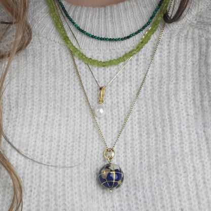 Vintage 14k gouden hanger met lapis lazuli wereldbol