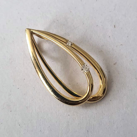 Pre-owned 14k gouden hanger met diamant