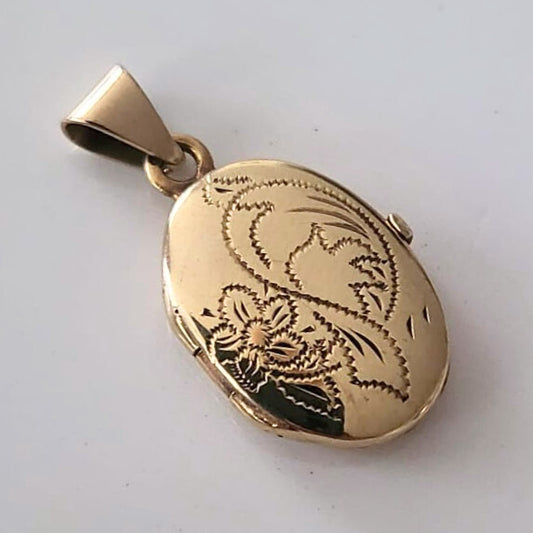 Vintage 14k gouden medaillon met bloemen