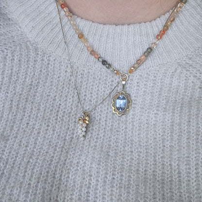 Vintage 14k gouden hanger druiventros parel