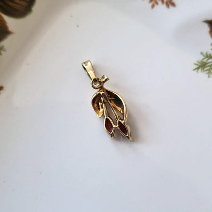 Vintage 14k gouden hanger kersen met granaat