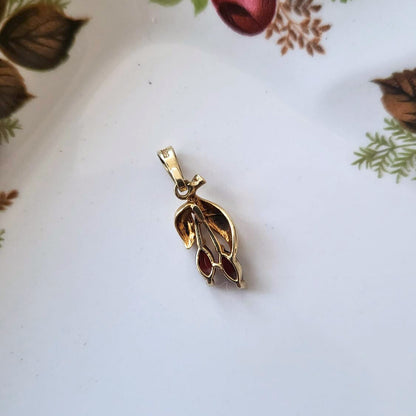 Vintage 14k gouden hanger kersen met granaat