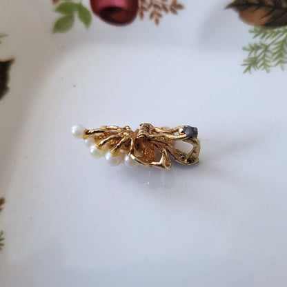 Vintage 14k gouden hanger druiventros parel