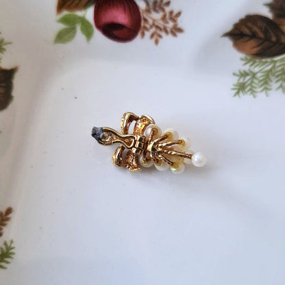Vintage 14k gouden hanger druiventros parel