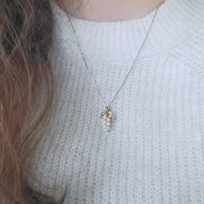 Vintage 14k gouden hanger druiventros parel