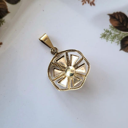 Vintage 14k gouden hanger bloedkoraal
