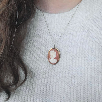 Vintage 14k gouden broche hanger camee
