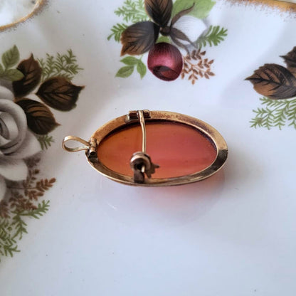 Vintage 14k gouden broche hanger camee