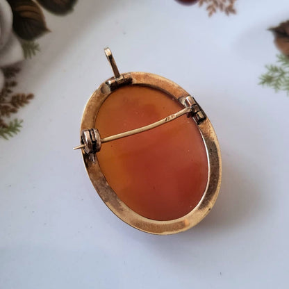 Vintage 14k gouden broche hanger camee