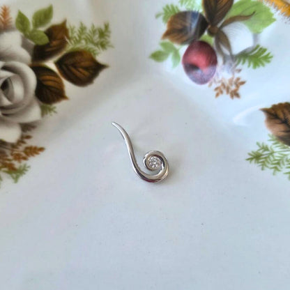 Pre-owned 14k wit gouden hanger met diamant