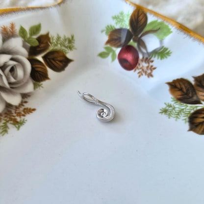 Pre-owned 14k wit gouden hanger met diamant