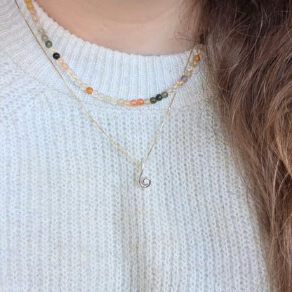 Pre-owned 14k wit gouden hanger met diamant