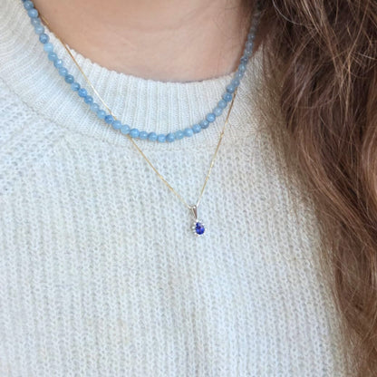 Pre-owned 14k wit gouden hanger met zirkonia en diamant